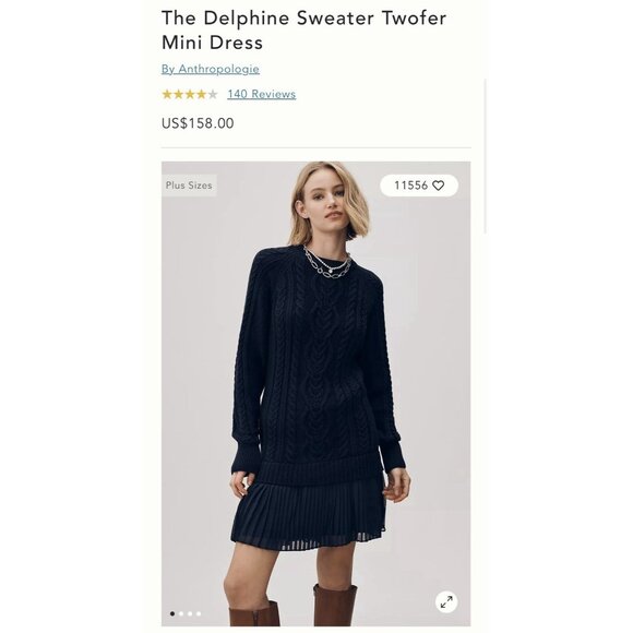 Anthropologie Dresses & Skirts - NWT Size 2X- Anthro The Delphine Cotton Sweater Twofer Mini Dress (NWT US$ 158)